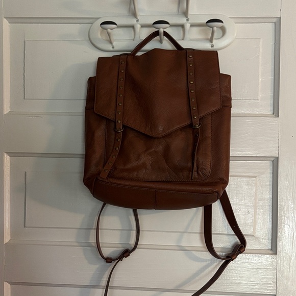 Lucky Brand Brown Leather Backpack with Gold Hardware - Picture 1 of 7